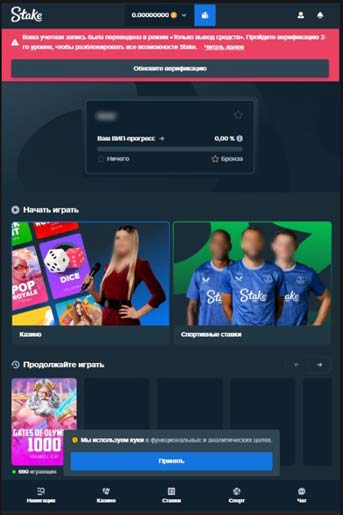 Интерфейс казино